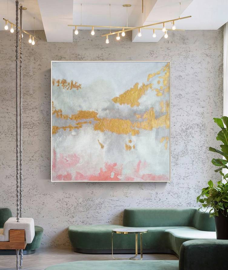 White Hand-painted Leaf Modern Abstract Canvas Artwork YCM9B